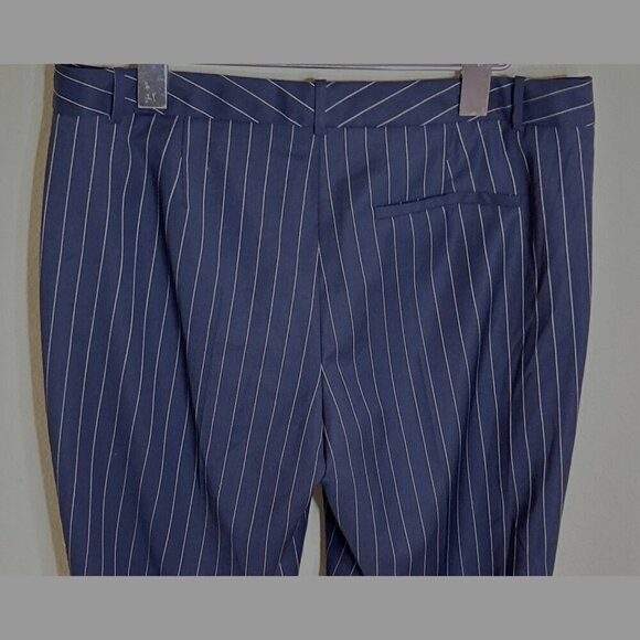 Boss Womens Striped Virgin Wool Tiluna Slim Suit Trouser Pants Pockets Navy Sz 4 - Picture 7 of 9